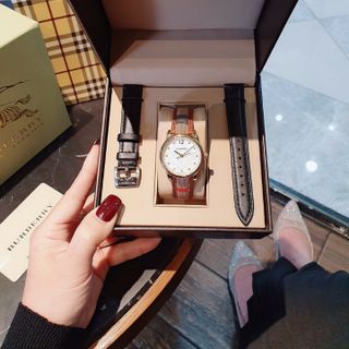 SET Đồng Hồ Nữ Bubery Dây da Cao cấp