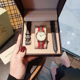 SET Đồng Hồ Nữ Bubery Dây da Cao cấp