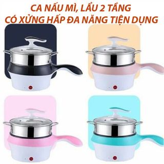 [SIÊU RẺ] Ca Nấu Mì - Nấu Lẩu Mini Chống Dính Có Xửng Hấp Đa Chức Năng