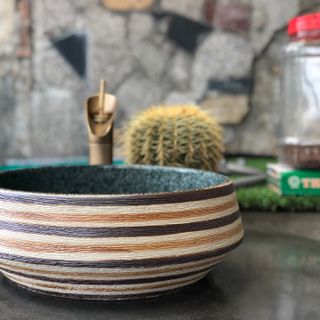 Chậu rửa lavabo sứ mỹ thuật, bồn rửa mặt hoa văn đẹp giá rẻ