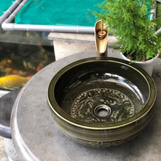 Chậu rửa lavabo sứ mỹ thuật, bồn rửa mặt hoa văn đẹp giá rẻ