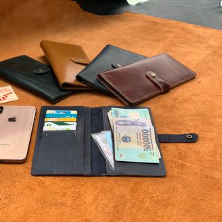 ví cầm tay kiểu nút 100% da bò