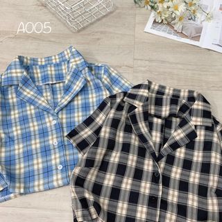 Áo sơmi pijama kẻ sọc caro