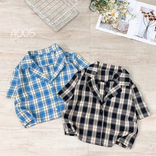 Áo sơmi pijama kẻ sọc caro