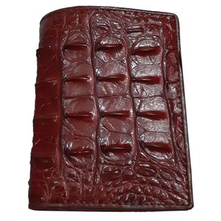 Ví Nam Đứng, Bóp Nam Da Cá Sấu Thật Tiến Công Màu Nâu Đỏ - TCN1109