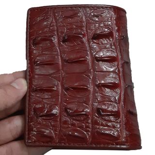 Ví Nam Đứng, Bóp Nam Da Cá Sấu Thật Tiến Công Màu Nâu Đỏ - TCN1109