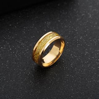 Nhẫn Hình Đuôi Thép Titan Họa Tiết Rồng Phong Cách Hàn Quốc