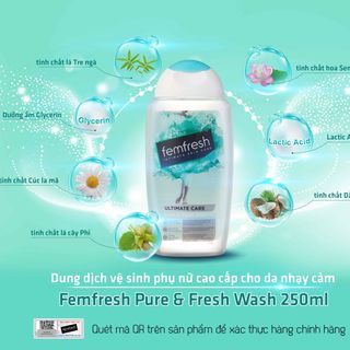 Dung dịch vệ sinh phụ nữ cao cấp cho da nhạy cảm Femfresh Pure & Fresh Wash 250ml đầy đủ giấy tờ giá sỉ