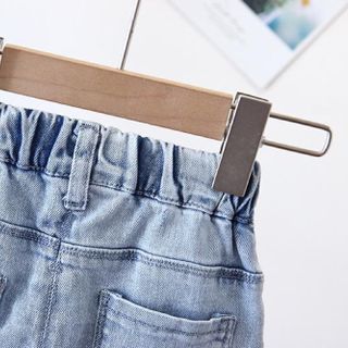 Bộ áo thun quần bò in chữ TE2414