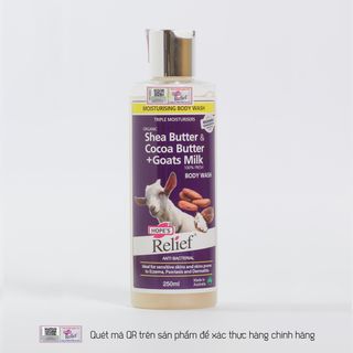 Sữa tắm sữa dê tươi bơ ca cao diệt khuẩn Hope's Relief Body Wash Goat's Milk, Shea & Cocoa 250ml giá sỉ