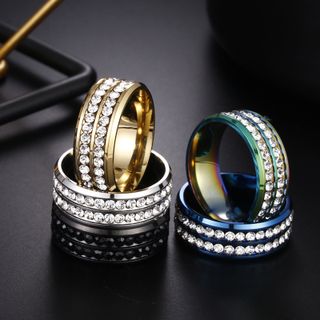 NHẪN STEEL 2 VÒNG ĐÁ
