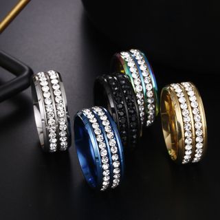 NHẪN STEEL 2 VÒNG ĐÁ