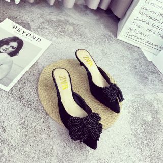 Dép gót sục nơ hoa