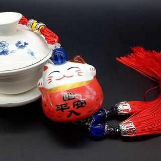 Dây Treo Xe Ô Tô Mèo Thần Tài Cầu May Mắn, Tài Lộc, Bình An (Loại Đẹp, Đủ Màu)