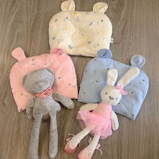 Gối Chống Bẹp Đầu Mipbi Tai Thỏ Chất Cotton, Tháo Được Vỏ Cho Bé