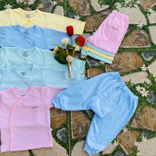 BỘ VẠT CHÉO DÀI TAY CHO BÉ 100% COTTON