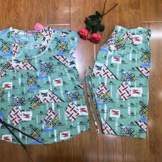 Đồ bộ bầu vải lanh (tole) lửng tay ngắn