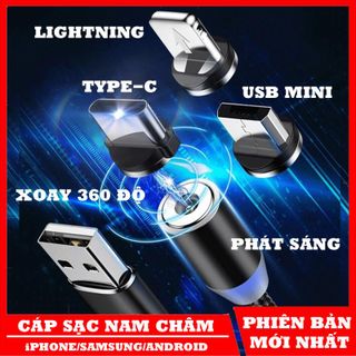 cáp sạc nam châm 3 đầu dây dù