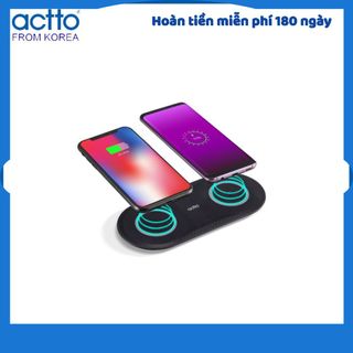 Bộ Sạc Không Dây Đồng Thời 2 Thiết Bị - Dual Fast Wireless Charger 10W Actto MTA17 giá sỉ