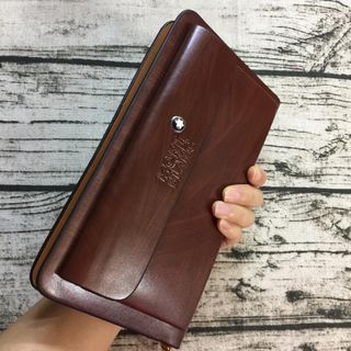 VÍ DA NAM CẦM TAY MONTBLANC CAO CẤP , 1 NGĂN, NÂU NHẠT - VD005