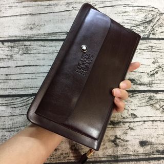 VÍ DA NAM CẦM TAY MONTBLANC CAO CẤP , 1 NGĂN, NÂU ĐẬM - VD005 giá sỉ​, giá bán buôn