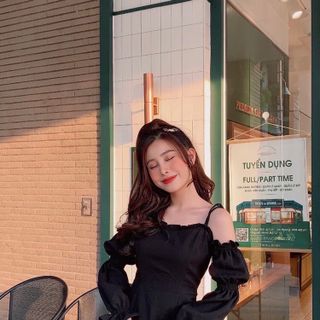 Đầm hai dây rớt vai tay bo - Chang Dress