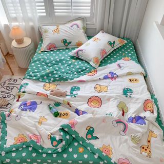 Bộ Chăn Ga Gối Cotton Chăn Hè Mát Lạnh