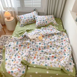 Bộ Chăn Ga Gối Cotton Chăn Hè Mát Lạnh