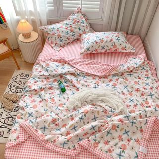 Bộ Chăn Ga Gối Cotton Chăn Hè Mát Lạnh