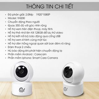 Camera Wifi Quan Sát CareCam YH200 (2.0Mpx) - Xoay Theo Chuyển Động