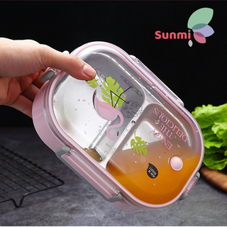Hộp Đựng Cơm 2 Tầng Lõi INOX 304 Chống Tràn Cả 2 Tầng Camen Đựng Thực Phẩm