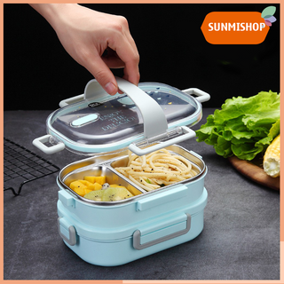 Hộp Đựng Cơm 2 Tầng Lõi INOX 304 Chống Tràn Cả 2 Tầng Camen Đựng Thực Phẩm
