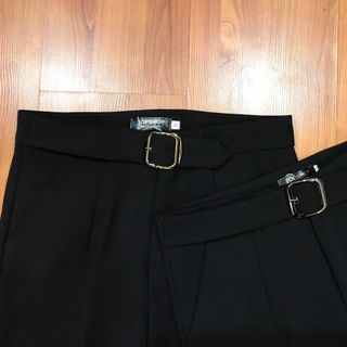 Quần baggy khuyên D công sở chất vải
