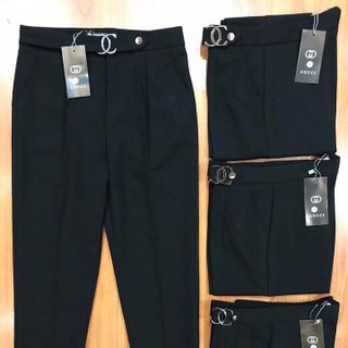Quần baggy công sở có đai chất vải