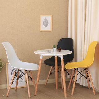Ghế nhựa eames, ghế ăn, ghế cafe chân gỗ