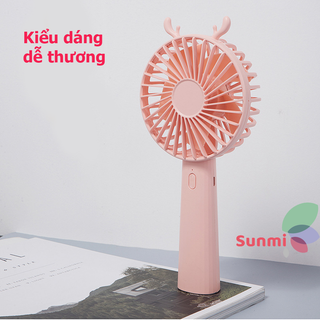 Quạt Cầm Tay Mini Sử Dụng Đến 6h Pin 1800mAh Có 3 Cấp Độ Gió Tặng Kèm 3 Tai Hình Thú