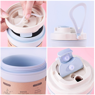 Cốc Lúa Mạch Giữ Nhiệt Dung Tích 500ML Có Lỗ Hút Thân Thiện Môi Trường
