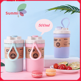 Cốc Lúa Mạch Giữ Nhiệt Dung Tích 500ML Có Lỗ Hút Thân Thiện Môi Trường