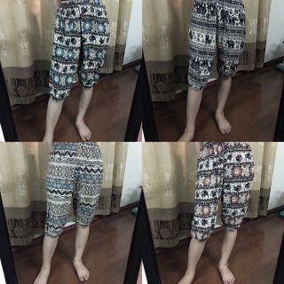 Quần ngố thổ cẩm bo gấu vải lanh