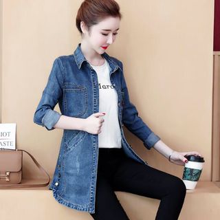 Các mẫu áo khoác Jean dáng dài, phong cách NV0370
