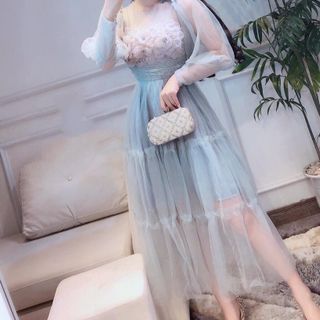 Đầm tay dài kết hoa nổi ngực MS178V