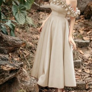 Đầm xoè Vintages nhún bèo bẹt vai MS175V