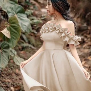 Đầm xoè Vintages nhún bèo bẹt vai MS175V