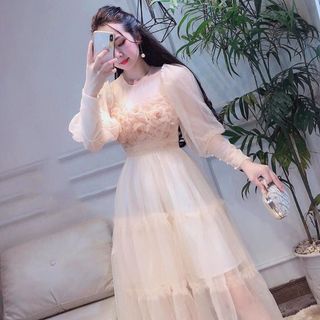 Đầm tay dài kết hoa nổi ngực MS178V