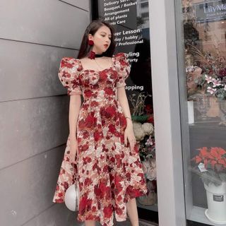 Đầm xoè gấm xốp hoa Cao Cấp Rất Đẹp -MS5353440