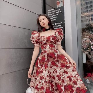 Đầm xoè gấm xốp hoa Cao Cấp Rất Đẹp -MS5353440