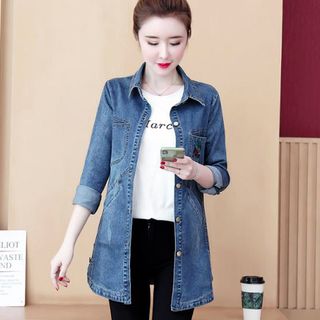 Các mẫu áo khoác Jean dáng dài, phong cách NV0370
