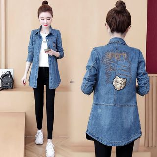 Các mẫu áo khoác Jean dáng dài, phong cách NV0370