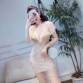 Đầm body kim sa phối lưới Cao Cấp - MS155V
