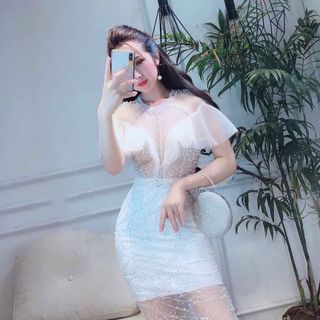 Đầm body kim sa phối lưới Cao Cấp - MS155V